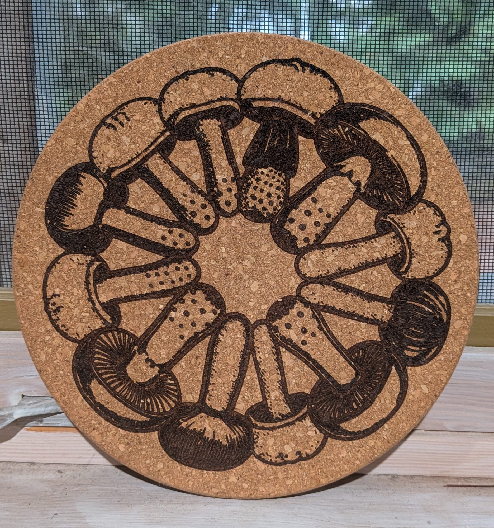 Artisan Mushroom Design Cork Trivet